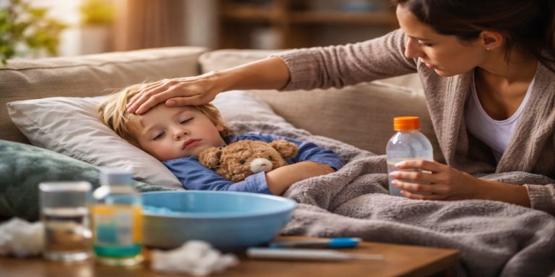 كيف يتعامل الأباء بشكل دوائي مع أزمة تقيؤ وآلام البطن عند الأطفال؟