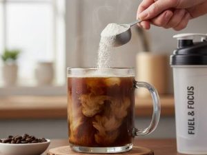 القهوة الباردة الممزوجة مع مشروب البروتين